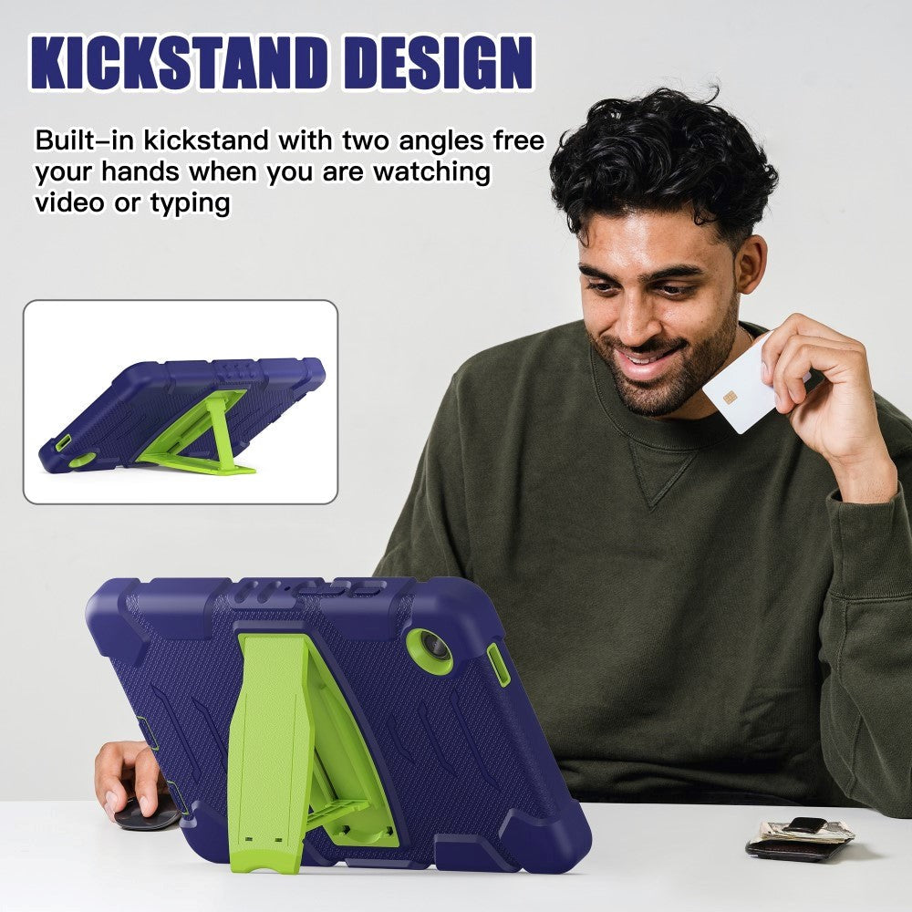 Samsung Galaxy Tab A9 Håndværker Cover m. Kickstand - Navy Blå / Grøn