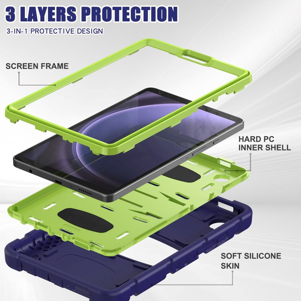 Samsung Galaxy Tab A9 Håndværker Cover m. Kickstand - Navy Blå / Grøn