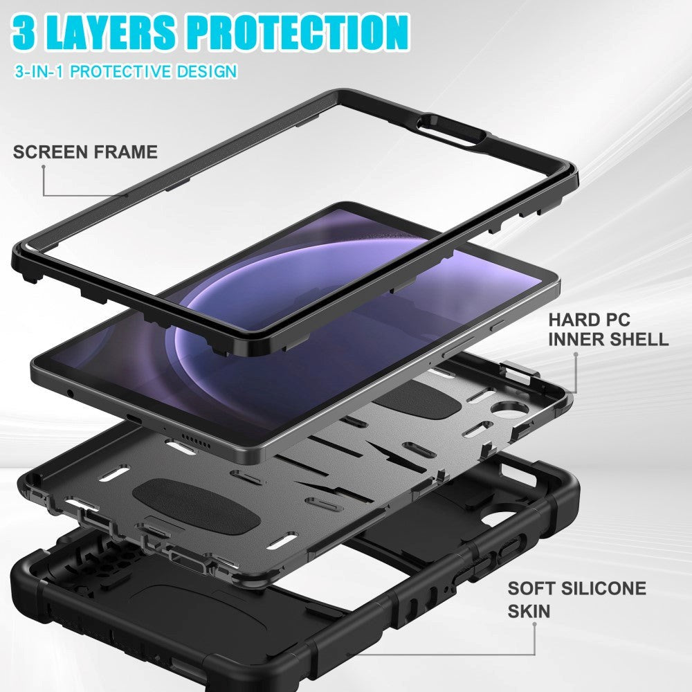 Samsung Galaxy Tab A9 Håndværker Cover m. Kickstand - Sort