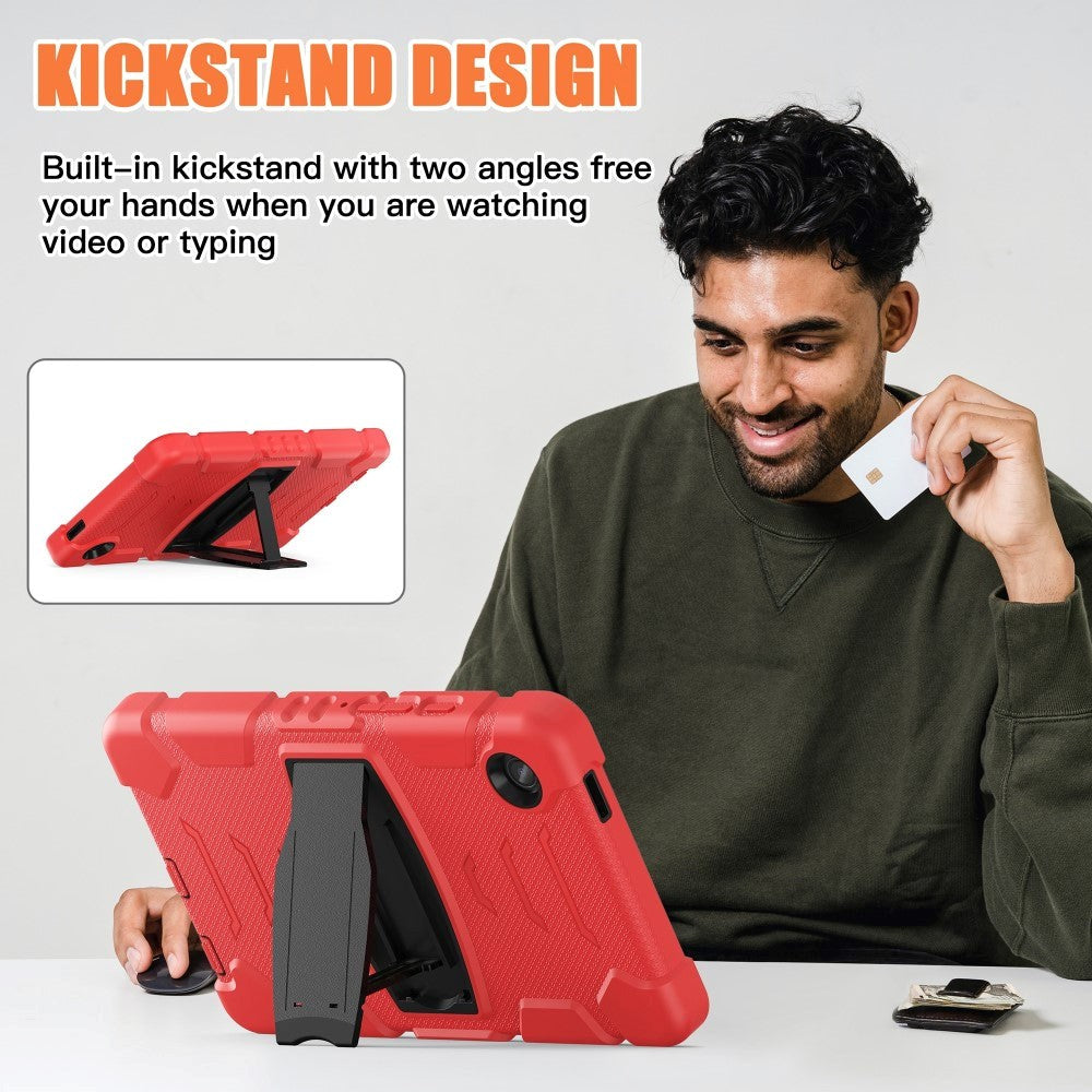 Samsung Galaxy Tab A9 Håndværker Cover m. Kickstand - Rød / Sort