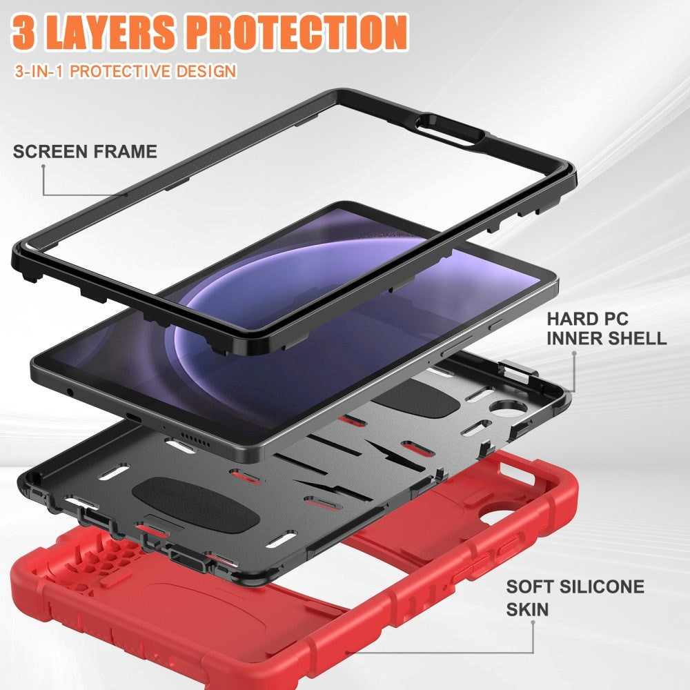 Samsung Galaxy Tab A9 Håndværker Cover m. Kickstand - Rød / Sort