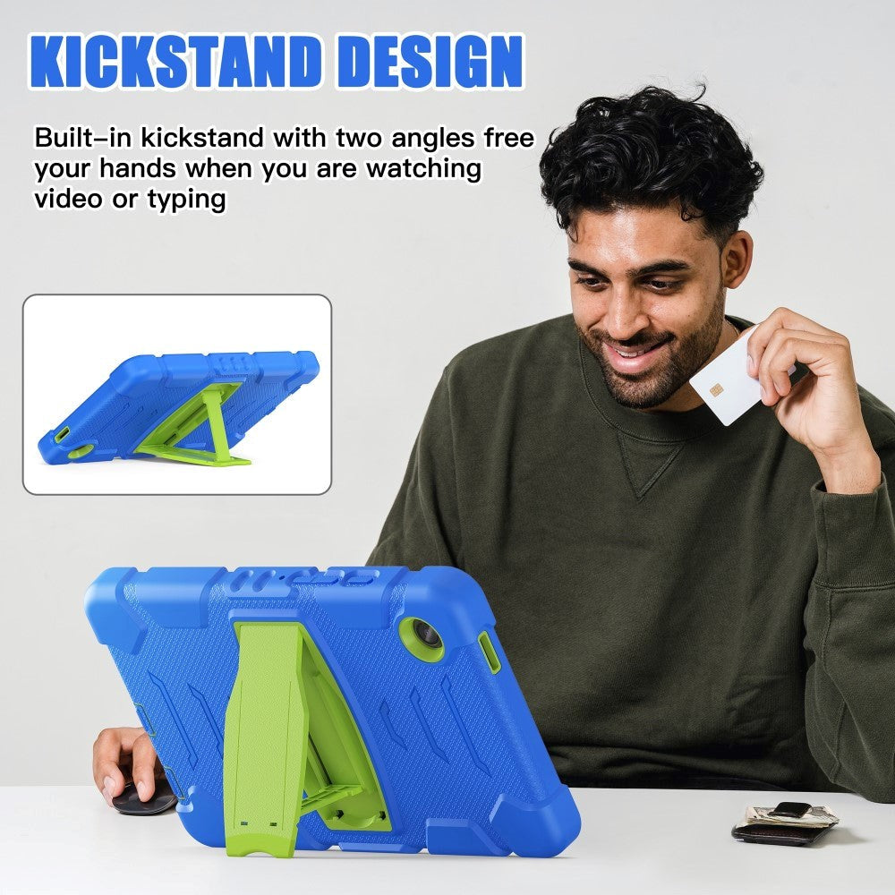 Samsung Galaxy Tab A9 Håndværker Cover m. Kickstand - Blå / Grøn
