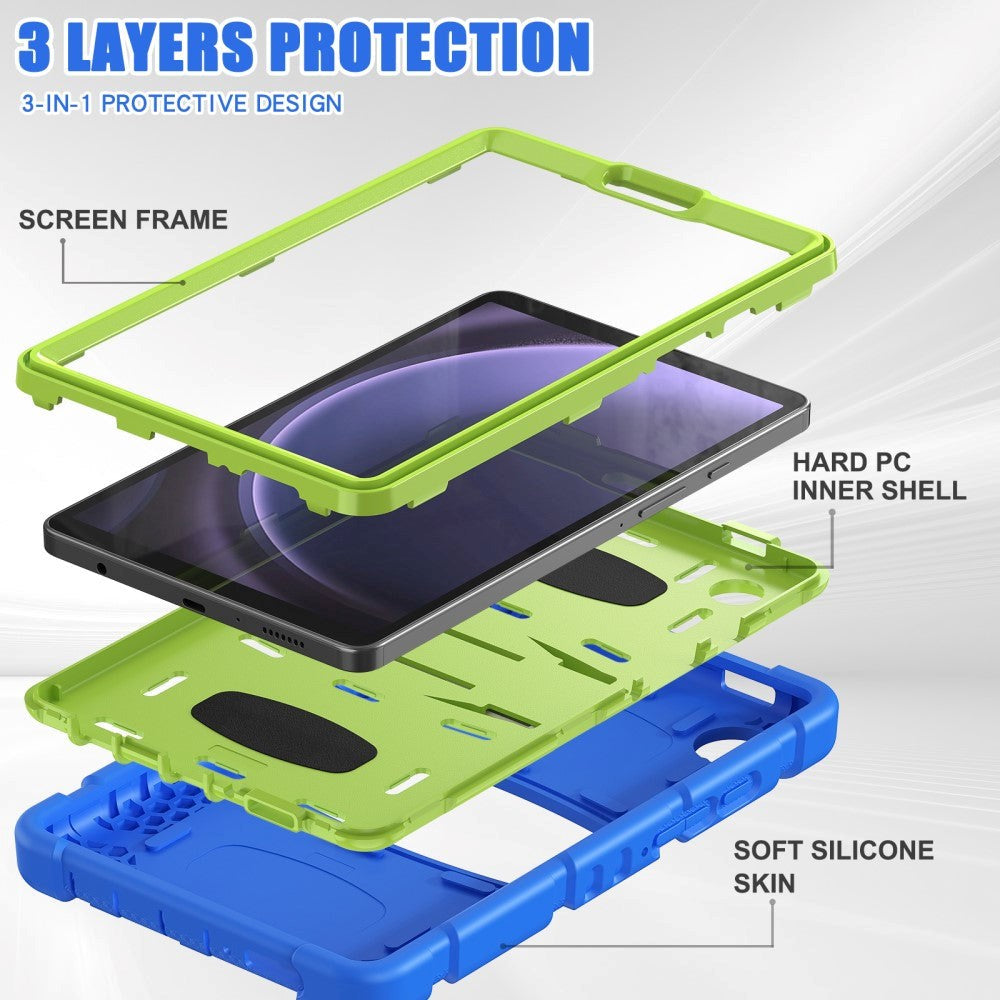Samsung Galaxy Tab A9 Håndværker Cover m. Kickstand - Blå / Grøn
