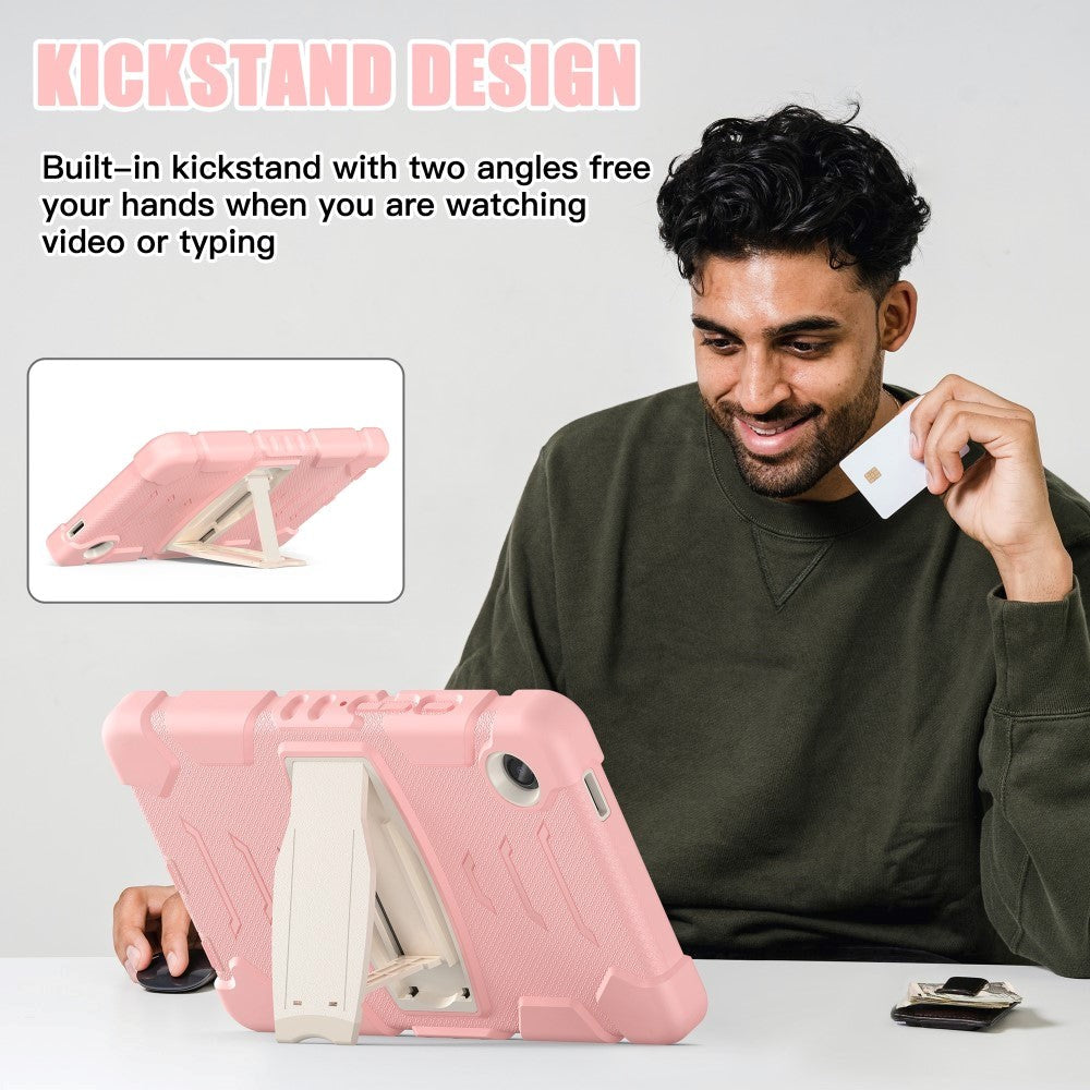 Samsung Galaxy Tab A9 Håndværker Cover m. Kickstand - Lyserød / Grå