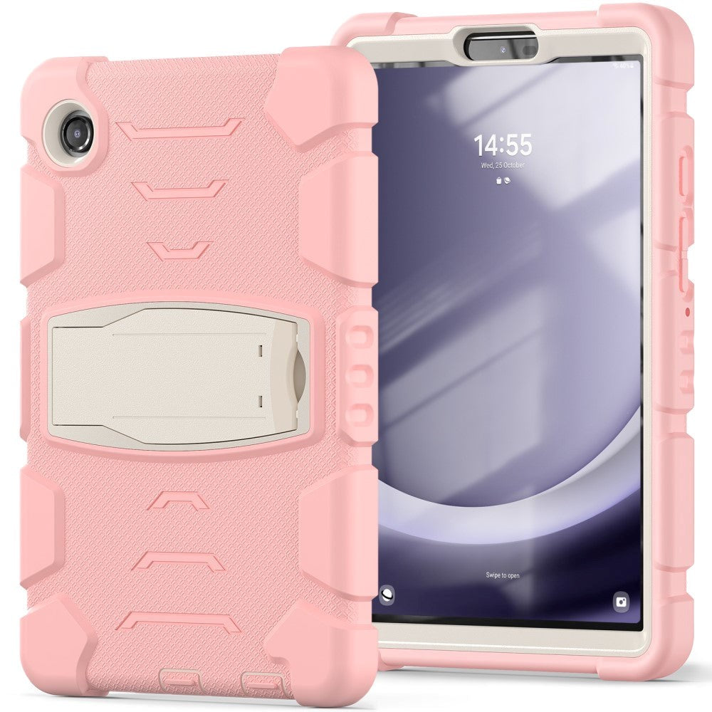 Samsung Galaxy Tab A9 Håndværker Cover m. Kickstand - Lyserød / Grå