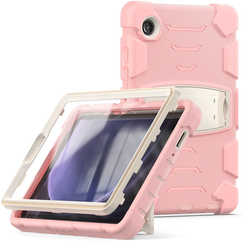 Samsung Galaxy Tab A9 Håndværker Cover m. Kickstand - Lyserød / Grå