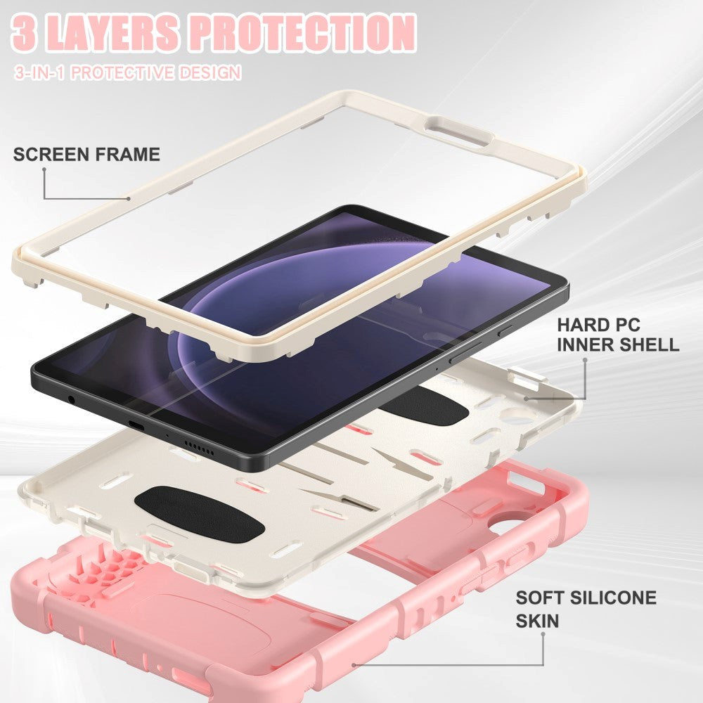 Samsung Galaxy Tab A9 Håndværker Cover m. Kickstand - Lyserød / Grå