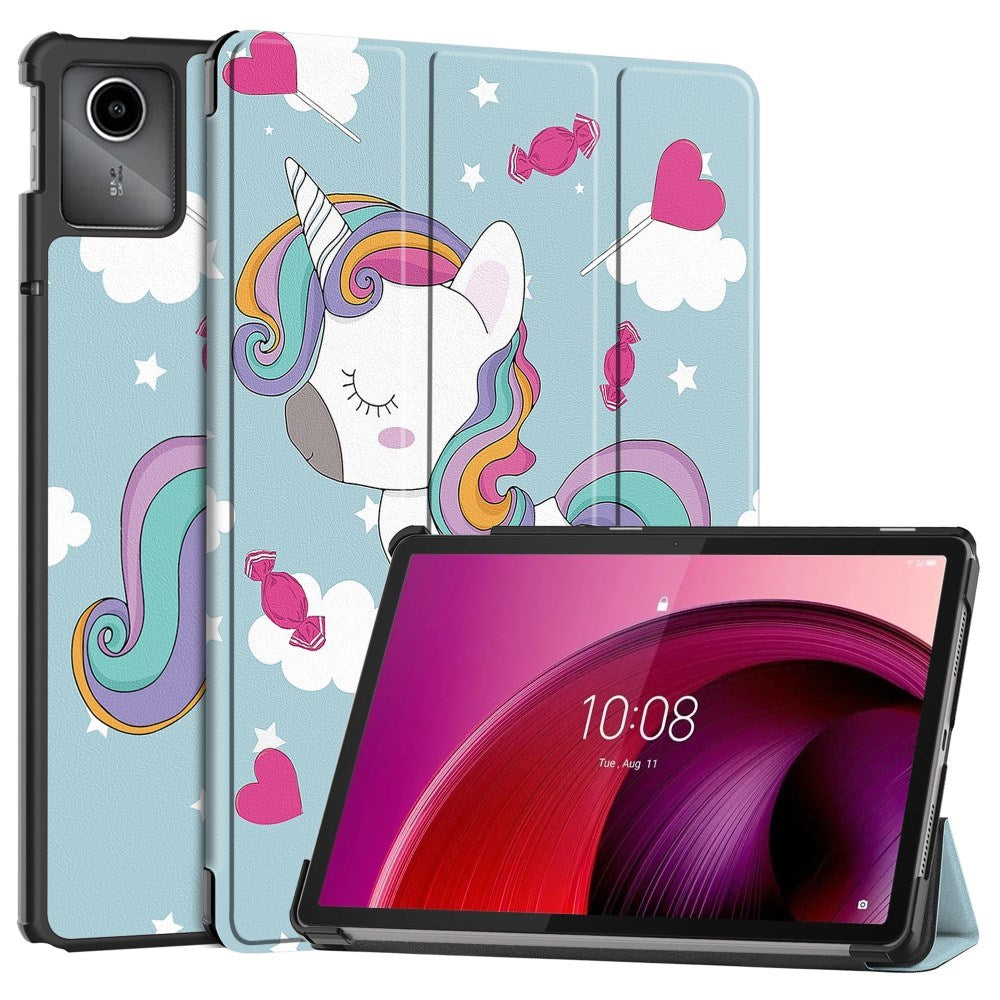 EIDERWOOD Lenovo Tab M11 Tri-Fold Kunstlæder Cover m. Vågeblus Funktion - Enhjørning