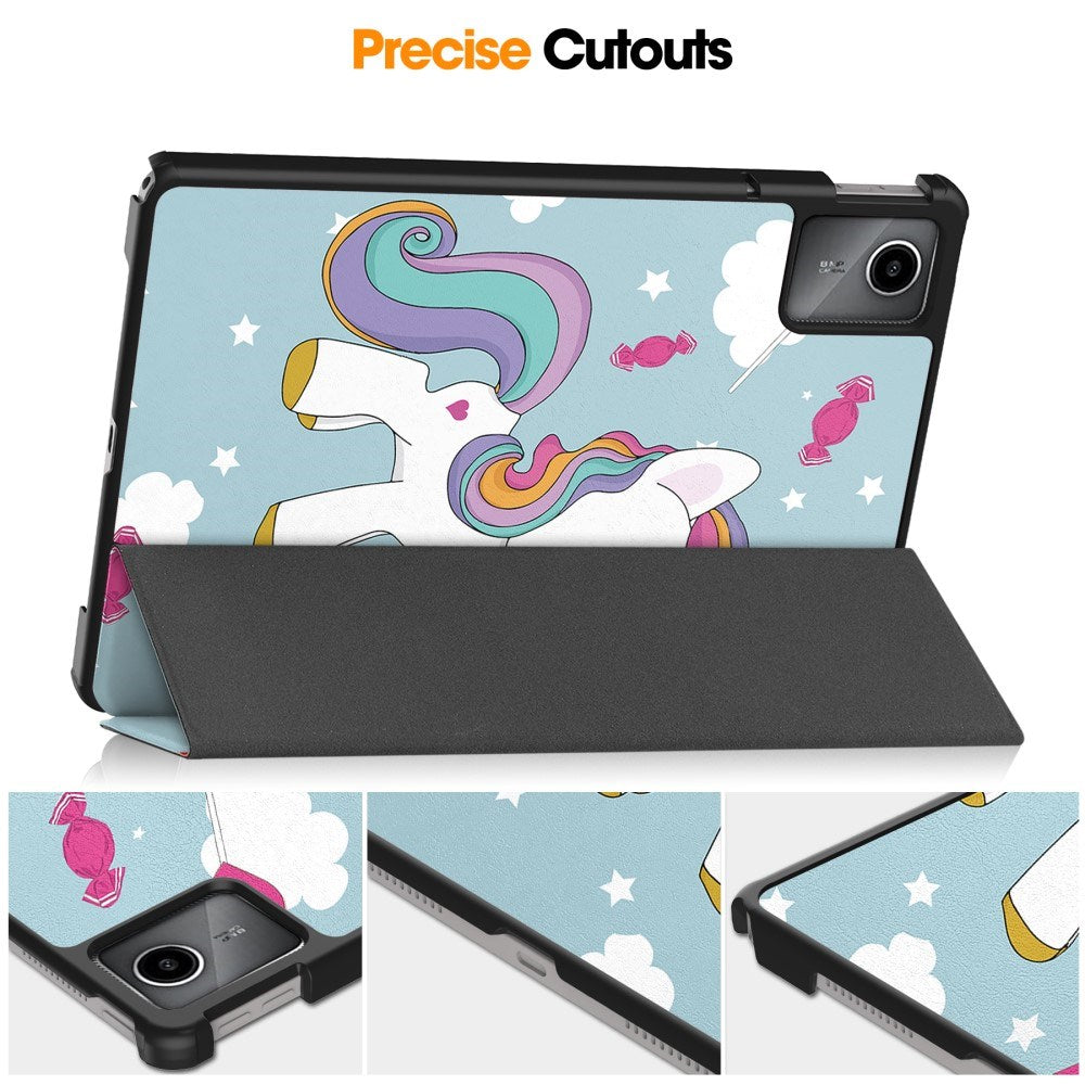EIDERWOOD Lenovo Tab M11 Tri-Fold Kunstlæder Cover m. Vågeblus Funktion - Enhjørning