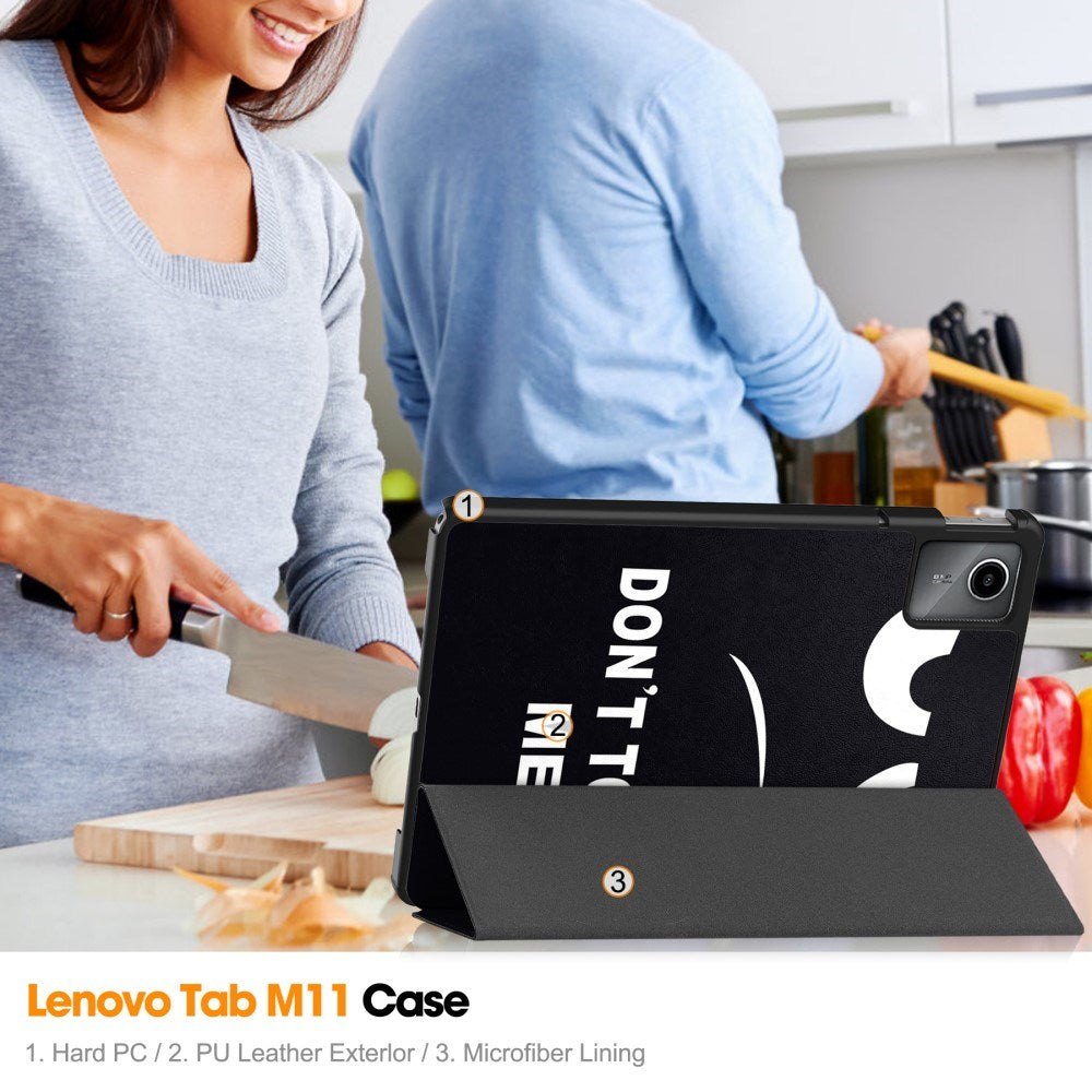 EIDERWOOD Lenovo Tab M11 Tri-Fold Kunstlæder Cover m. Vågeblus Funktion - "Don't Touch Me"