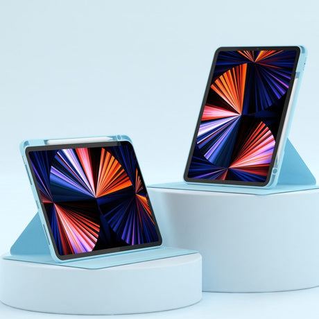 iPad Air 11-10.9" (2026-2020) / Pro 11" (2022-2018) Hybrid Flip Cover m. Kameralinse Beskyttelse & Pen Holder - Blå / Gennemsigtig