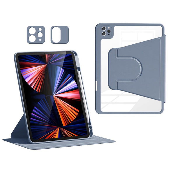 iPad Air 11-10.9" (2026-2020) / Pro 11" (2022-2018) Hybrid Flip Cover m. Kameralinse Beskyttelse & Pen Holder - Lilla / Gennemsigtig