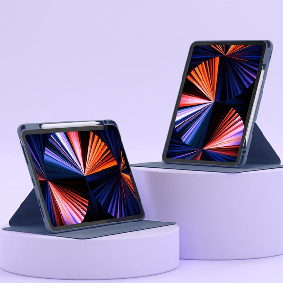 iPad Air 11-10.9" (2026-2020) / Pro 11" (2022-2018) Hybrid Flip Cover m. Kameralinse Beskyttelse & Pen Holder - Lilla / Gennemsigtig