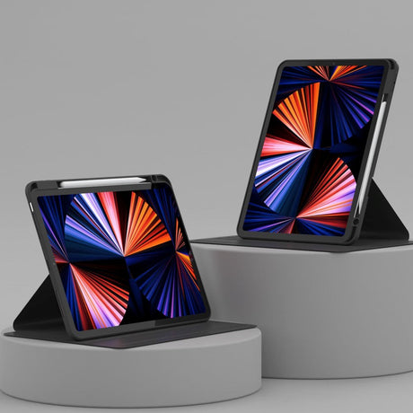 iPad Air 11-10.9" (2026-2020) / Pro 11" (2022-2018) Hybrid Flip Cover m. Kameralinse Beskyttelse & Pen Holder - Sort / Gennemsigtig