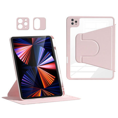 iPad Air 11-10.9" (2026-2020) / Pro 11" (2022-2018) Hybrid Flip Cover m. Kameralinse Beskyttelse & Pen Holder - Lyserød / Gennemsigtig