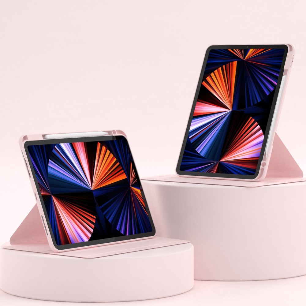 iPad Air 11-10.9" (2026-2020) / Pro 11" (2022-2018) Hybrid Flip Cover m. Kameralinse Beskyttelse & Pen Holder - Lyserød / Gennemsigtig