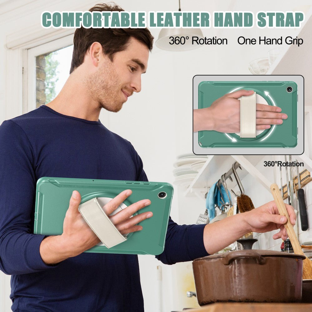 Samsung Galaxy Tab A9+ (Plus) Håndværker Cover m. Håndholder & Kickstand - Grøn