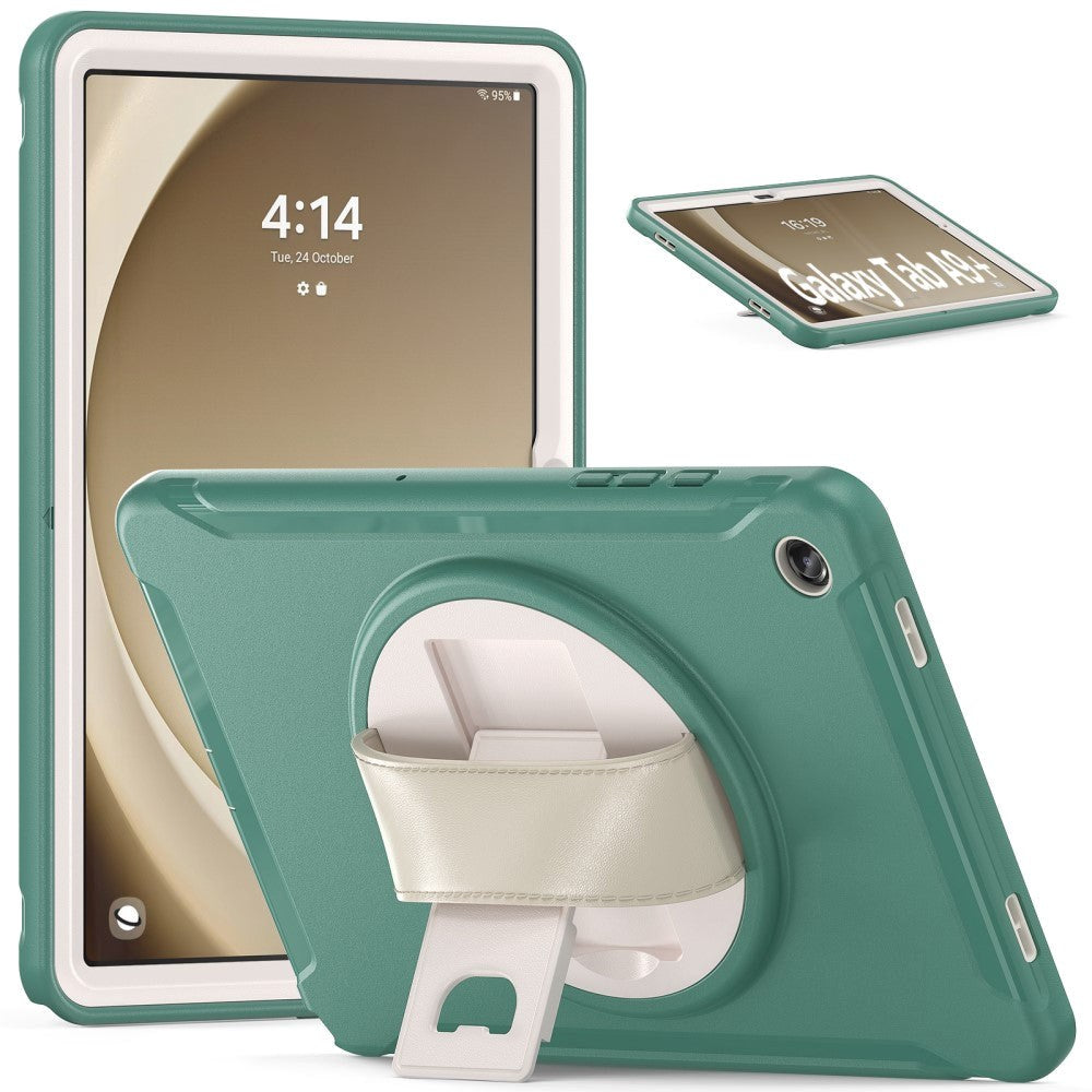 Samsung Galaxy Tab A9+ (Plus) Håndværker Cover m. Håndholder & Kickstand - Grøn