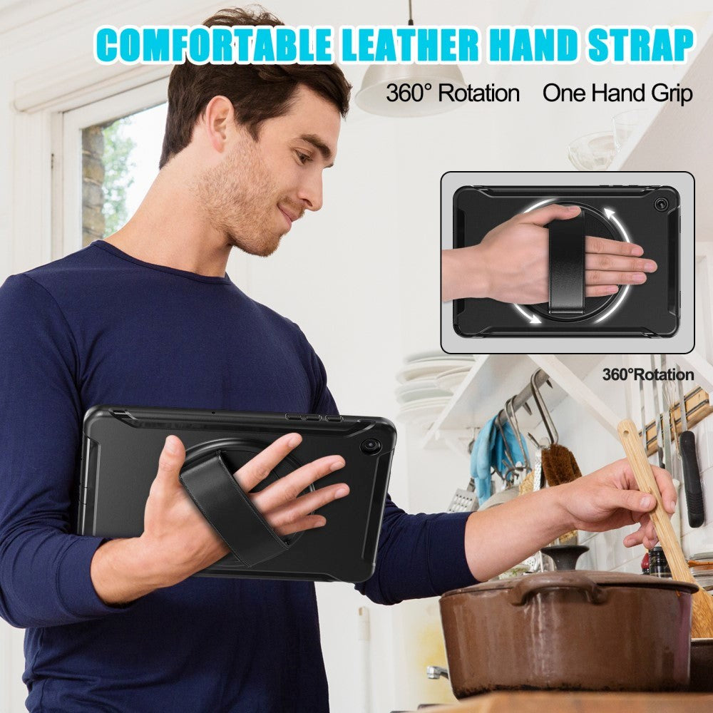 Samsung Galaxy Tab A9+ (Plus) Håndværker Cover m. Håndholder & Kickstand - Sort