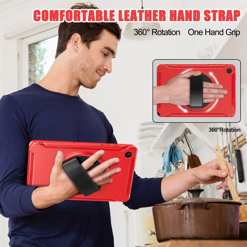 Samsung Galaxy Tab A9+ (Plus) Håndværker Cover m. Håndholder & Kickstand - Rød