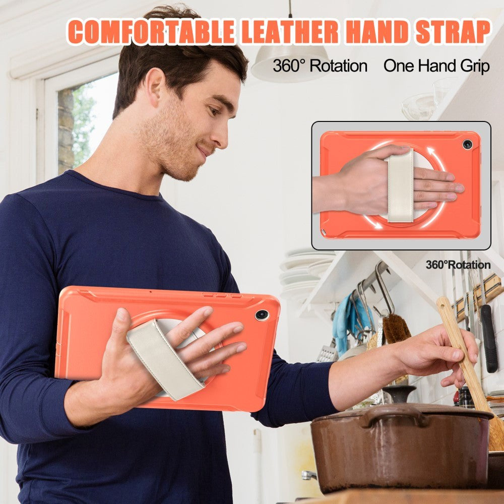 Samsung Galaxy Tab A9+ (Plus) Håndværker Cover m. Håndholder & Kickstand - Orange