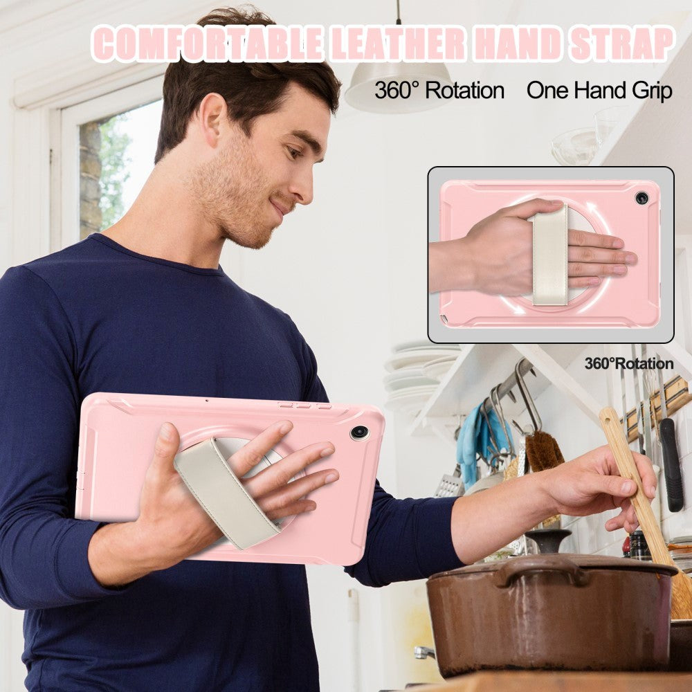 Samsung Galaxy Tab A9+ (Plus) Håndværker Cover m. Håndholder & Kickstand - Lyserød