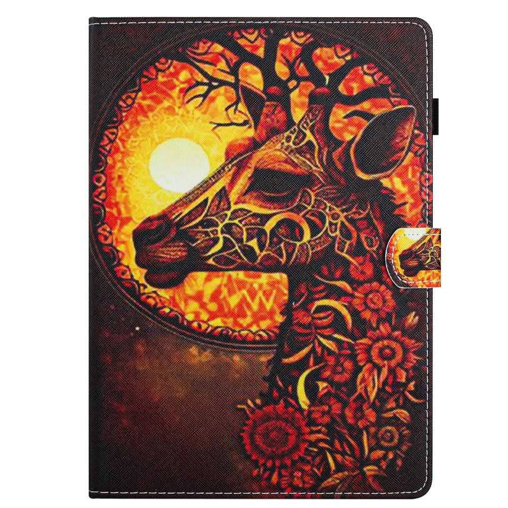 iPad 11" (2025) / iPad 10.9" (2024/2022) Læder Cover m. Ståfunktion & Kortholder - Giraf