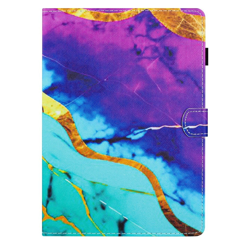 iPad 10.2" (2021 / 2020 / 2019) Læder Cover m. Ståfunktion & Kortholder - Blå / Lilla Marmor