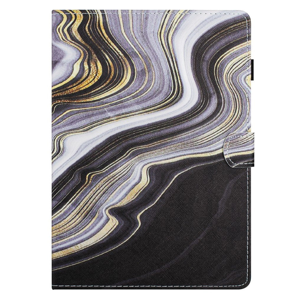 iPad 10.2" (2021 / 2020 / 2019) Læder Cover m. Ståfunktion & Kortholder - Sort / Guld Marmor