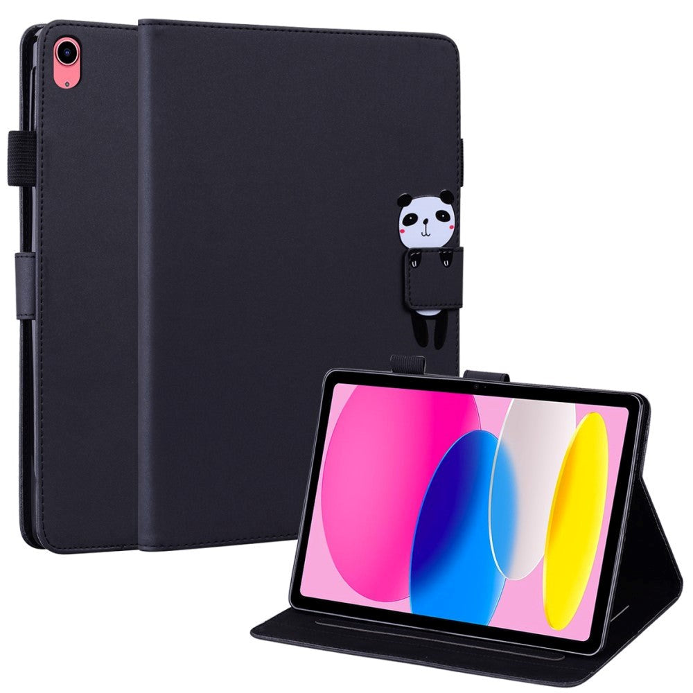 iPad 11" (2025) / iPad 10.9" (2024/2022) Læder Cover m. Dyremotiv - Sort