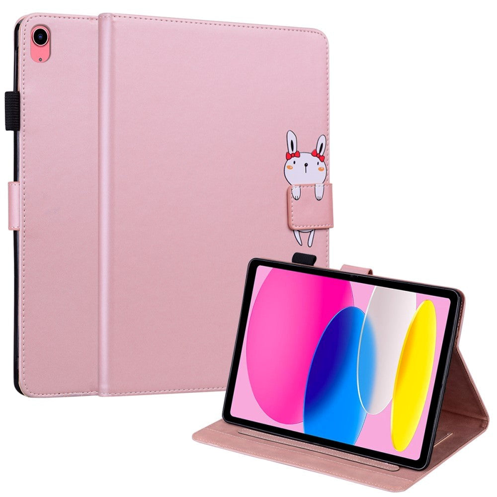 iPad 11" (2025) / iPad 10.9" (2024/2022) Læder Cover m. Dyremotiv - Lyserød