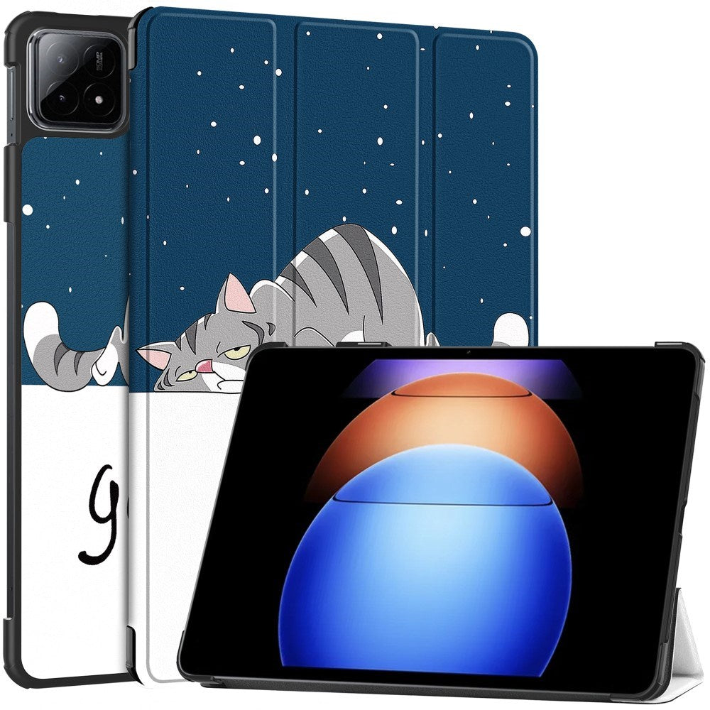 EIDERWOOD Xiaomi Pad 6S Pro Tri-Fold Kunstlæder Cover m. Vågeblus Funktion - Kat