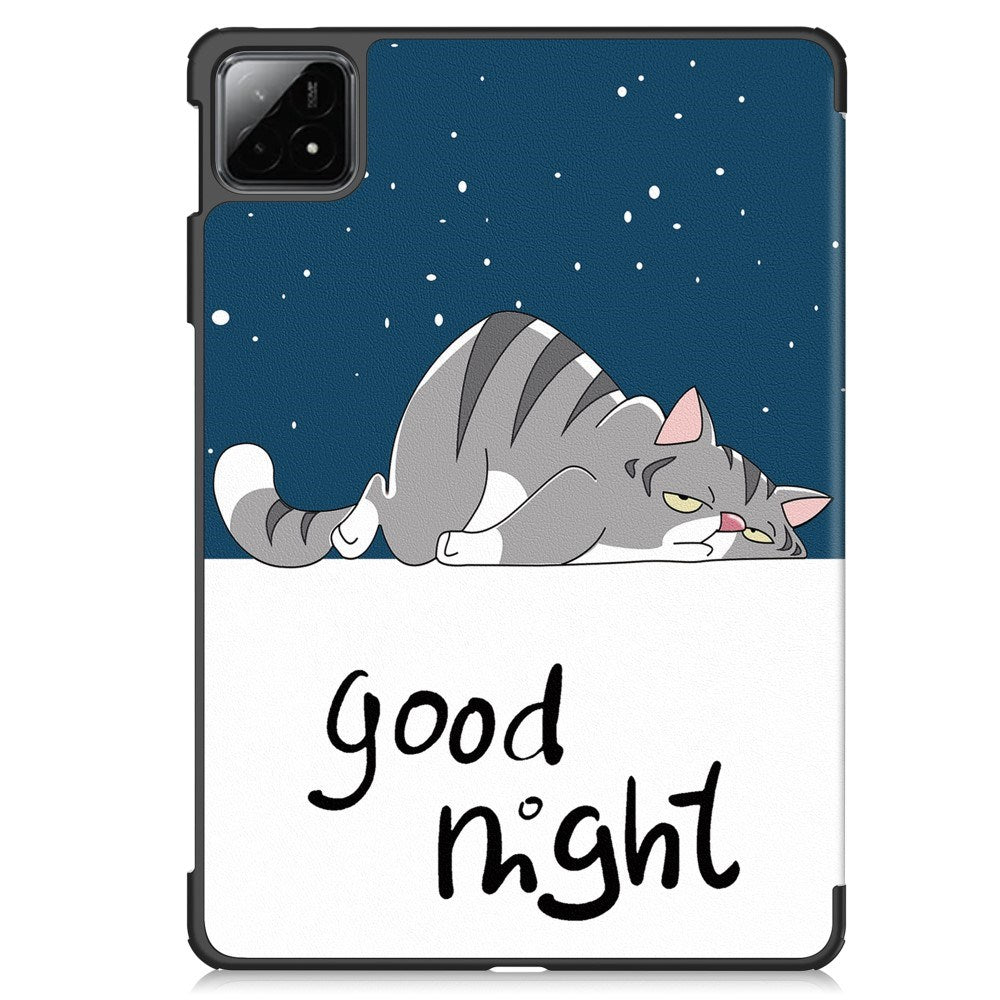 EIDERWOOD Xiaomi Pad 6S Pro Tri-Fold Kunstlæder Cover m. Vågeblus Funktion - Kat