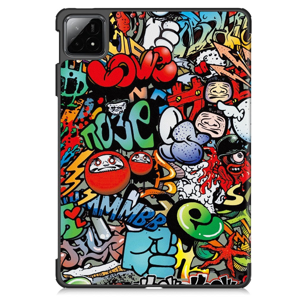EIDERWOOD Xiaomi Pad 6S Pro Tri-Fold Kunstlæder Cover m. Vågeblus Funktion - Graffiti