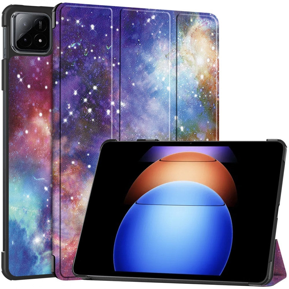 EIDERWOOD Xiaomi Pad 6S Pro Tri-Fold Kunstlæder Cover m. Vågeblus Funktion - Galakse