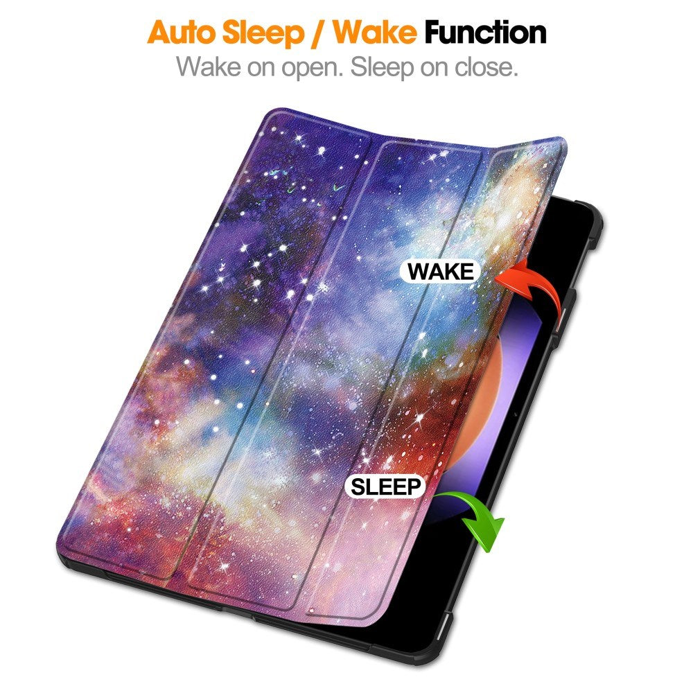 EIDERWOOD Xiaomi Pad 6S Pro Tri-Fold Kunstlæder Cover m. Vågeblus Funktion - Galakse