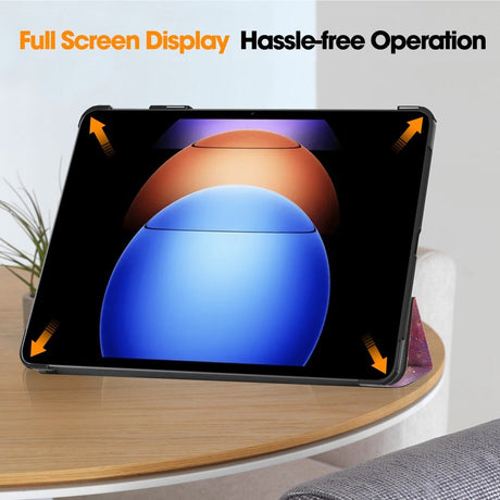 EIDERWOOD Xiaomi Pad 6S Pro Tri-Fold Kunstlæder Cover m. Vågeblus Funktion - Galakse