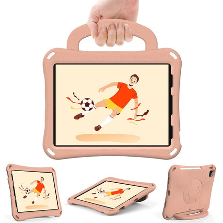 EIDERWOOD iPad Air 10.9" (2022 / 2020) / Pro 11" (2024-2018) Børne Cover m. Ståfunktion & Håndtag - Fodbold - Koral