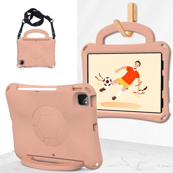 EIDERWOOD iPad Air 10.9" (2022 / 2020) / Pro 11" (2024-2018) Børne Cover m. Ståfunktion & Håndtag - Fodbold - Koral