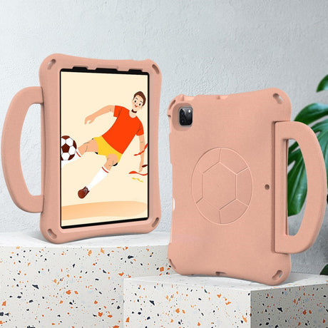 EIDERWOOD iPad Air 10.9" (2022 / 2020) / Pro 11" (2024-2018) Børne Cover m. Ståfunktion & Håndtag - Fodbold - Koral