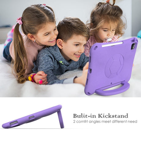 EIDERWOOD iPad Air 10.9" (2022 / 2020) / Pro 11" (2024-2018) Børne Cover m. Ståfunktion & Håndtag - Fodbold - Lilla