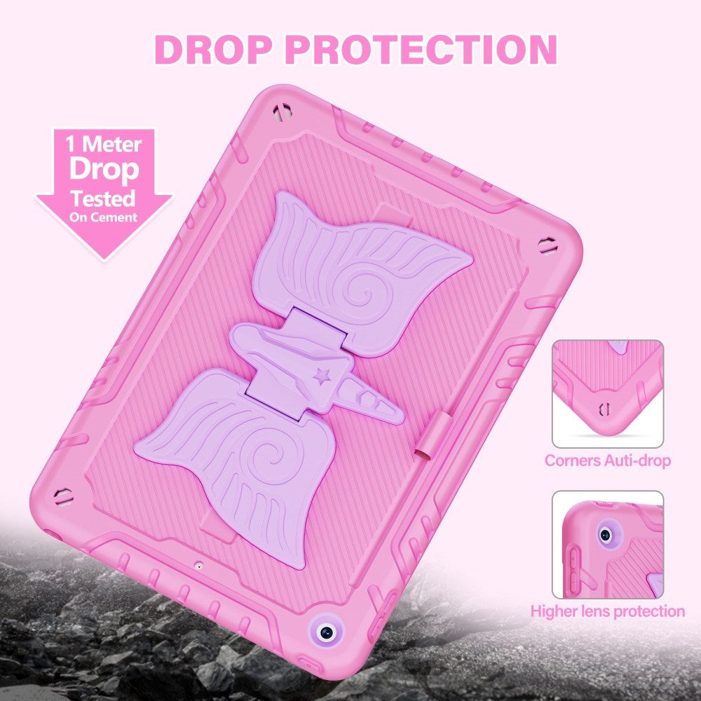 EIDERWOOD iPad 10.2" (2021 / 2020 / 2019) Børne Cover - Unicorn Kickstand Cover - Lyserød  / Lilla