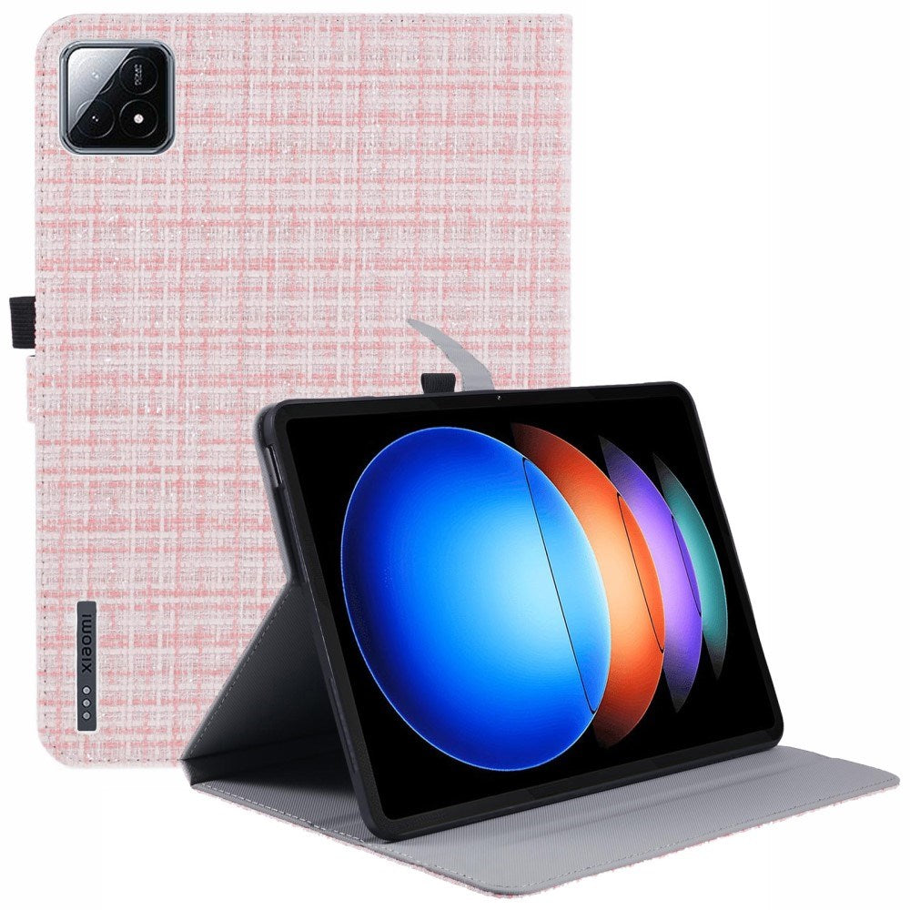 EIDERWOOD Xiaomi Pad 6S Pro Stofbetrukket Læder Cover m. Ståfunktion - Lyserød