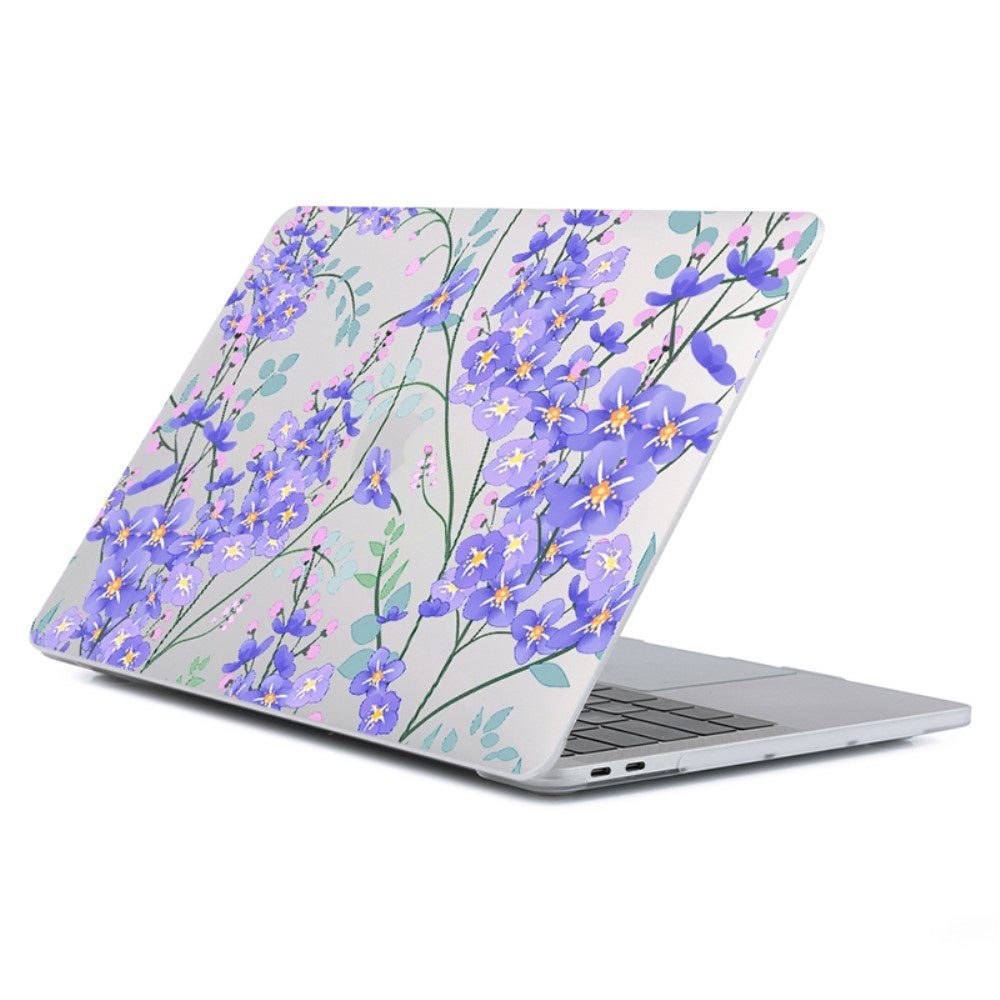 MacBook Air 13" M5/M4/M3/M2 (2026-2022) Hård Plastik Cover - Lyserød / Lilla Blomster