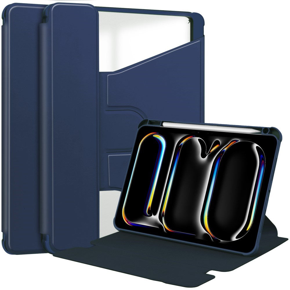 EIDERWOOD iPad Pro 11" (2025 / 2024) Hybrid Cover m. Roterende Ståfunktion - Gennemsigtig / Mørkeblå