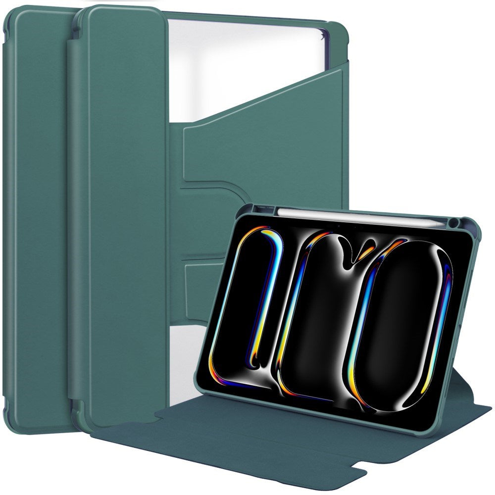 EIDERWOOD iPad Pro 11" (2025 / 2024) Hybrid Cover m. Roterende Ståfunktion - Gennemsigtig / Grøn