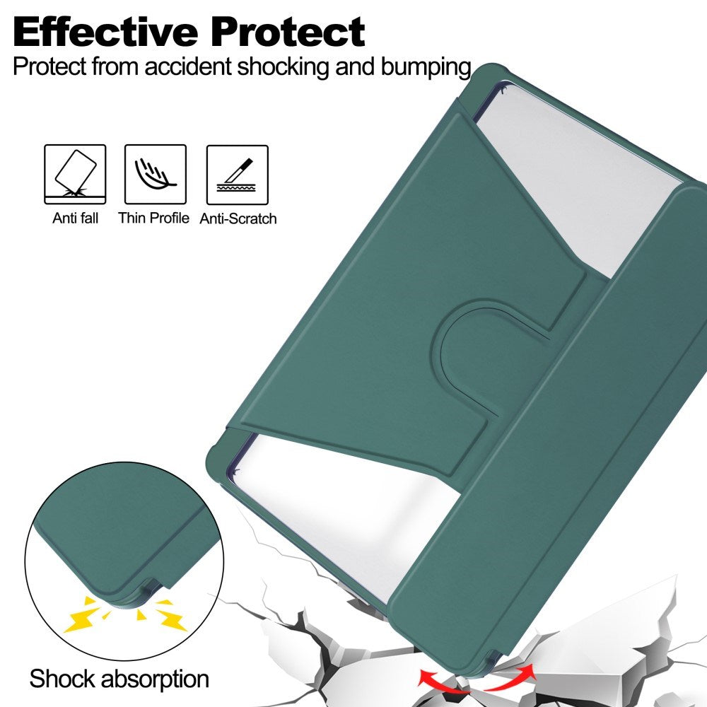 EIDERWOOD iPad Pro 11" (2025 / 2024) Hybrid Cover m. Roterende Ståfunktion - Gennemsigtig / Grøn