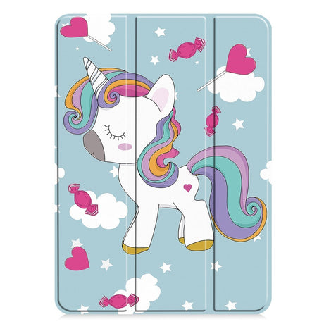EIDERWOOD iPad Pro 11" (2025 / 2024) Tri-Fold Kunstlæder Cover m. Vågeblus Funktion - Enhjørning