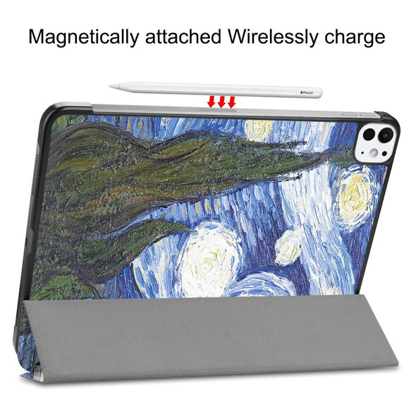 EIDERWOOD iPad Pro 11" (2025 / 2024) Tri-Fold Kunstlæder Cover m. Vågeblus Funktion - Himmel