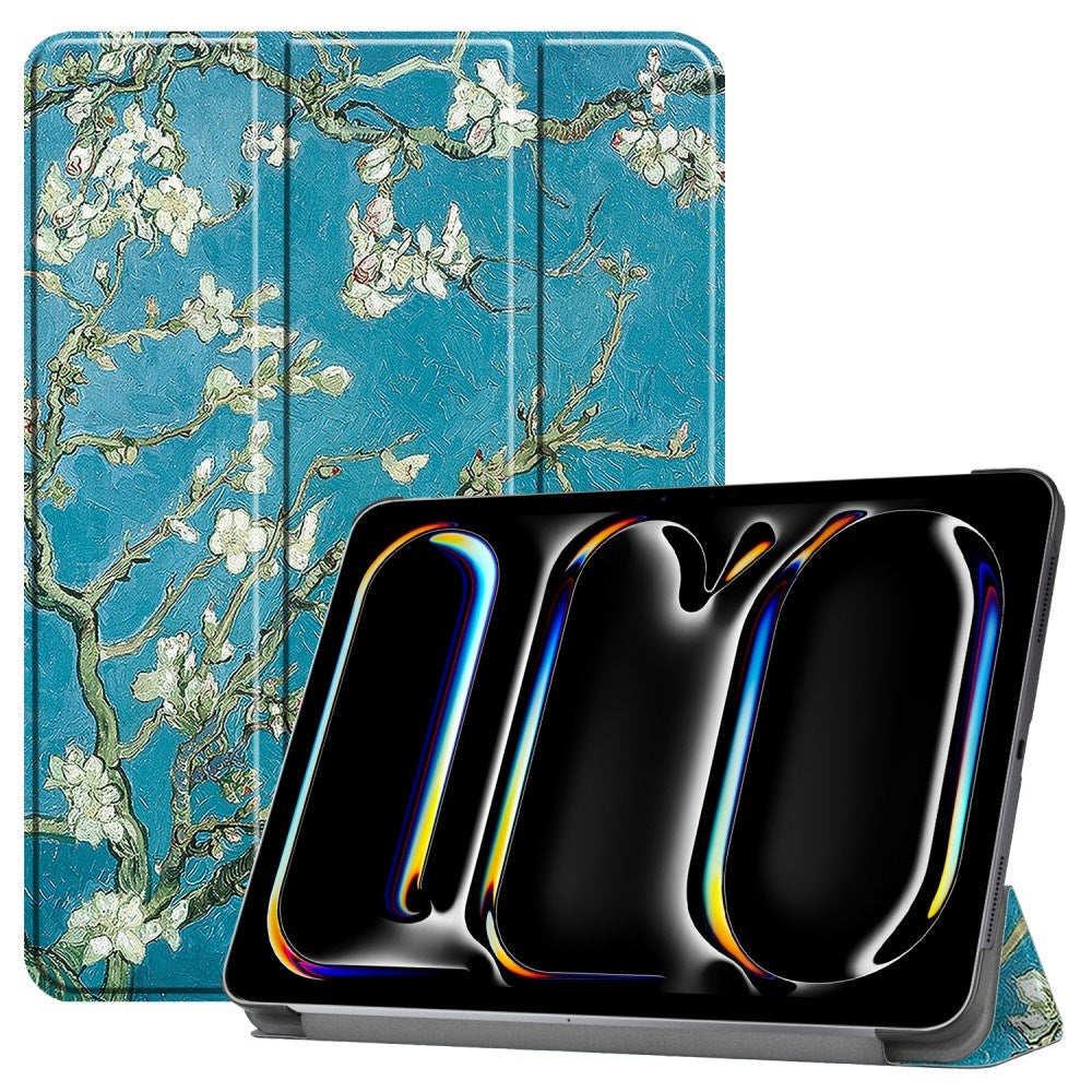 EIDERWOOD iPad Pro 11" (2025 / 2024) Tri-Fold Kunstlæder Cover m. Vågeblus Funktion - Blomstergrene